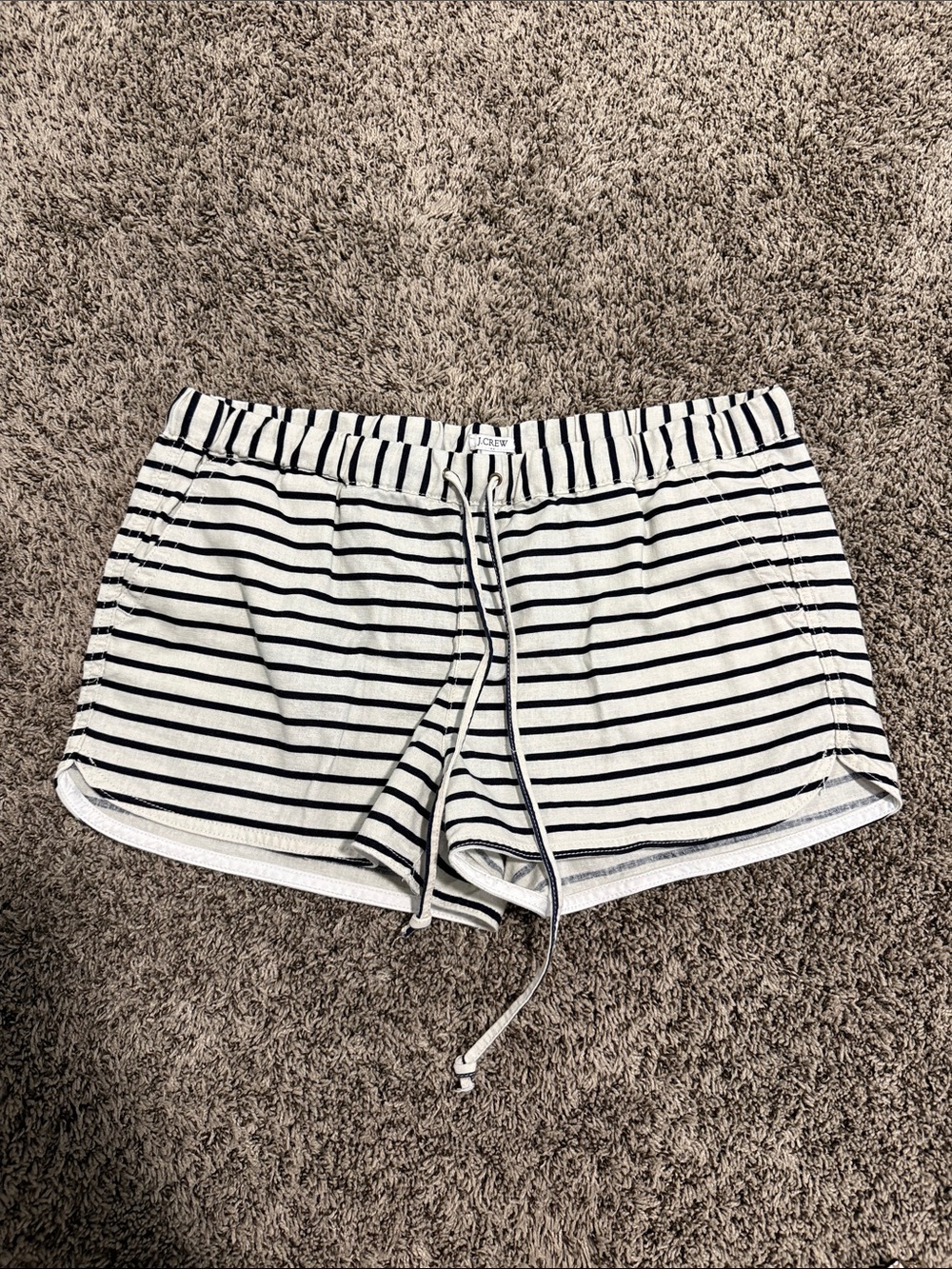 J Crew Striped Linen Shorts - White & Black